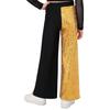 Girls Sequins Patchwork Pants Elastic Waist Color Block Dance Trousers Hip Hop Jazz Outfit