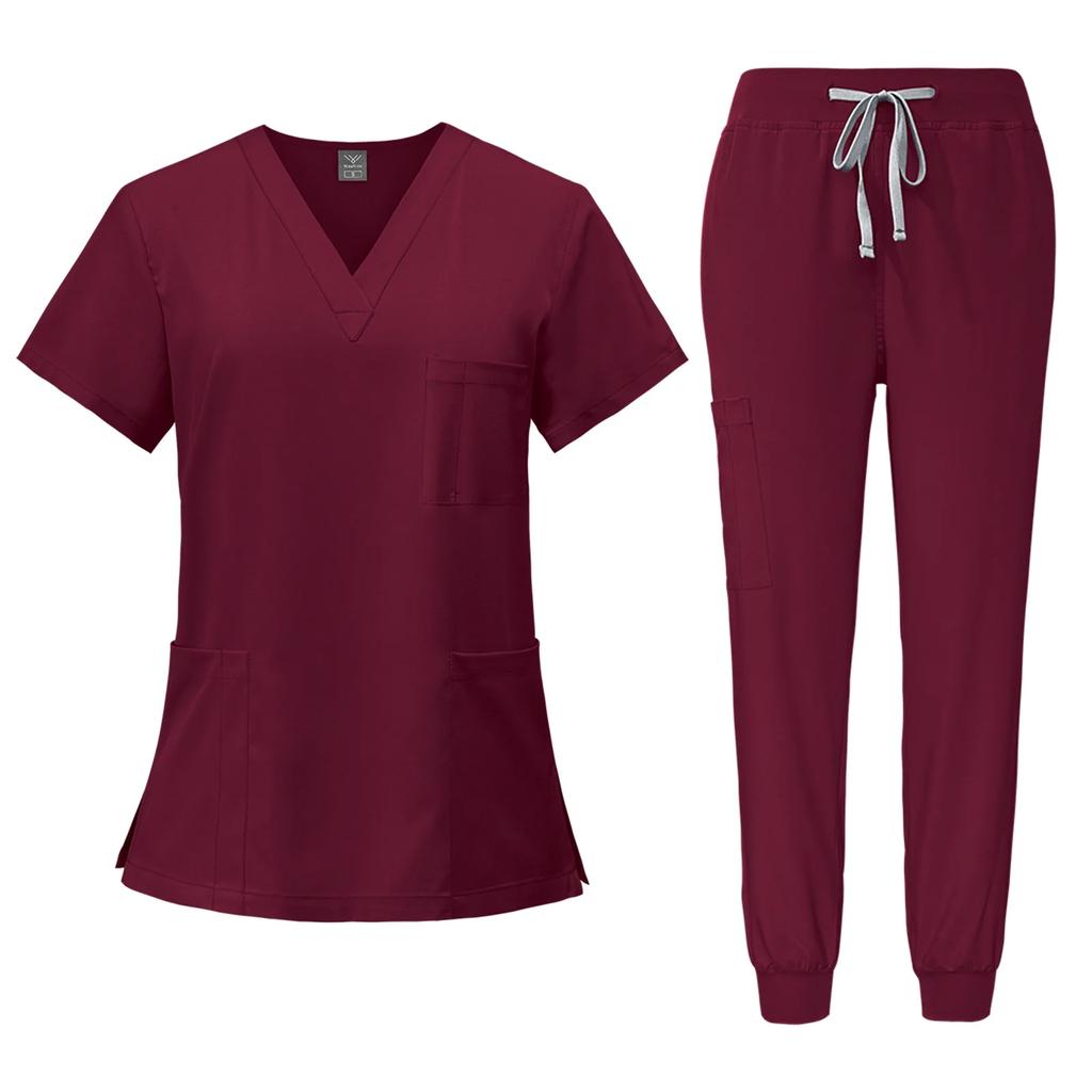 Cooles Stretch-Gewebe Scrub-Top und Cargo-Hose Set SCRUBS Damen Atmungsaktive Scrubs Uniform Laborkittel