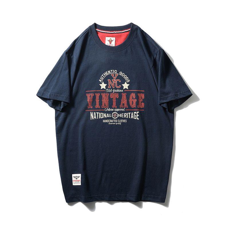 American Retro Niche Pure Cotton Trendy Brand Letter Print Short-Sleeve T-Shirt for Men, Summer Export Men's Clothing, All-Cotton Tee Shirt