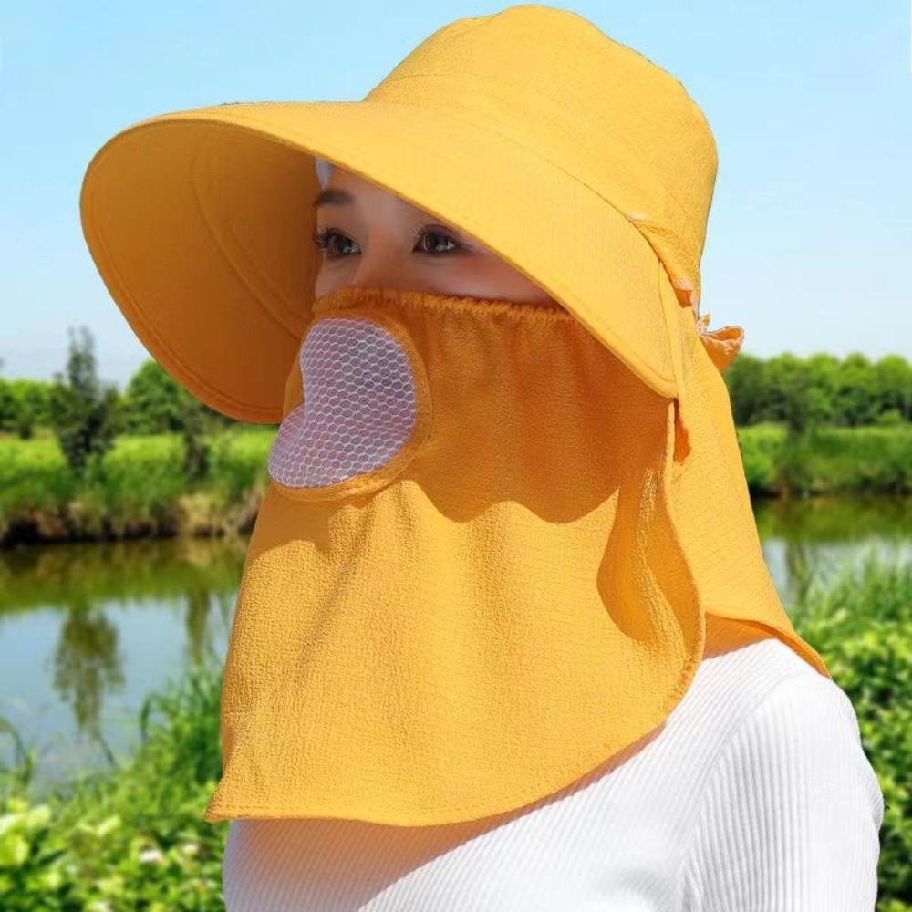 Wide Brim Tea Picking Cap Shawl Women's Ponytail Hat Hot Sale Sunscreen Hat  Outdoor Sports