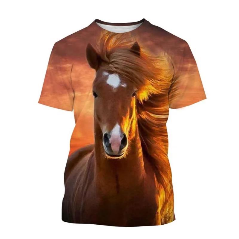 Summer Men Tshirt Fashion Animal Horse 3d Printing Print Neutral Casual Harajuku Style Summer Kid TShirt Women Tshirt Y2k Top