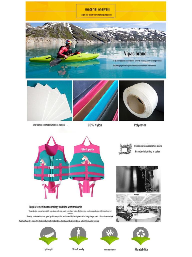 WELLPATH Kids' Swim Vest: Large Buoyancy Life Jacket for Boys & Girls' Swimming Assistance