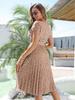 2023 Spring/Summer Women's Floral Tie-Up Dress with Pleated Skirt - European & American Style, Short-Sleeved, Casual