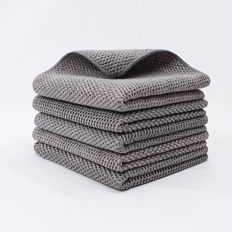 

5 шт./компл. салфетки для уборки кухни из микрофибры, многофункциональные салфетки для мытья посуды, впитывающие салфетки для уборки One Size серый