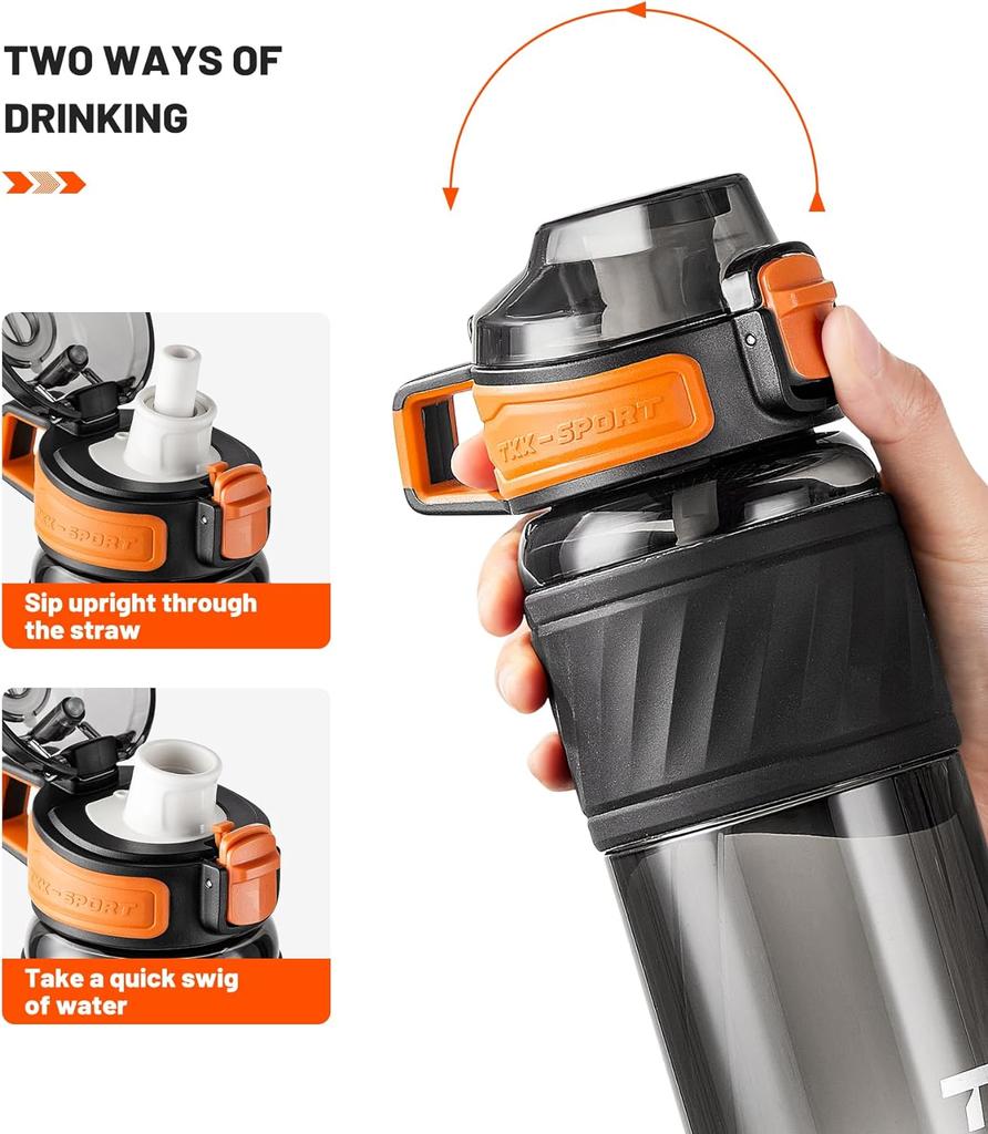 TKK 17 Borracce Sportive da 20oz con Cannuccia Borracce Tritan Durevoli Senza BPA Borracce a Prova di Perdita per Scuola Fitness Palestra Outdoor
