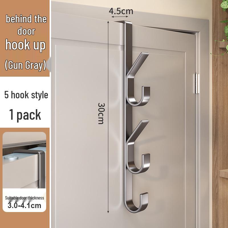 Stainless Steel Over-Door Clothes and Hat Hook Rack, No Drill Needed
