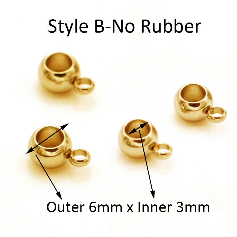 20pcs Stainless Steel Stopper Beads for Earring Necklace Bracelet Jewelry Making DIY Gold Bail Bead Hanger Rings Rubber Beads