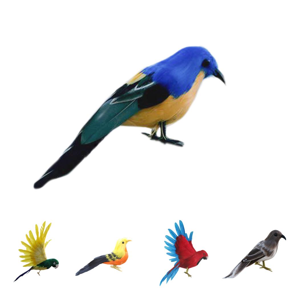 Realistic Bird Decoration Polyethylene Feathered Figurine for Christmas Party and Halloween Home Decor