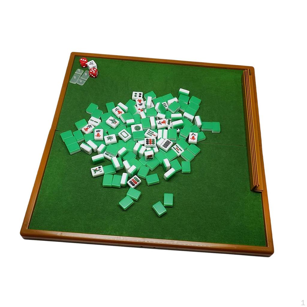 144 Mahjong Pieces, Portable Play Set, Chinese Version of The Game, Mini Set with