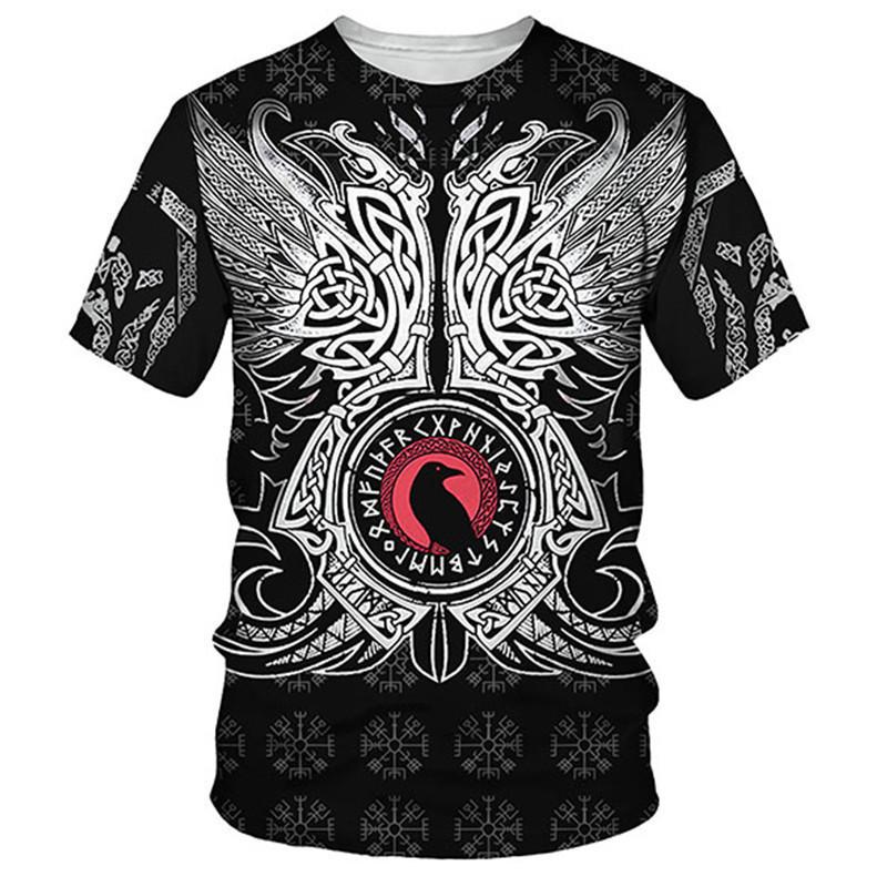 T-shirt Summer Mythical Print 3D Digital Short Sleeve Men's Street Trendy Loose Shirt