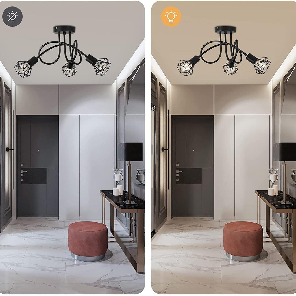 Ceiling Light 3Heads Black Color Modern Lights for Home for Bedroom Living Room Decorative Lighting LED Chandelier Lamp