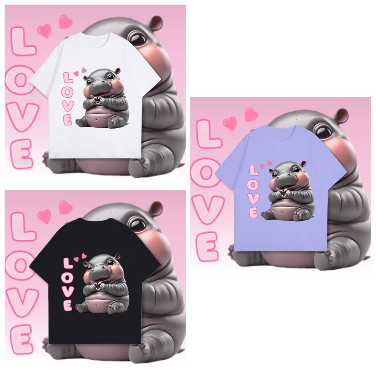 Футболка с принтом «Маленький бегемотик Moo Deng» — фото 4