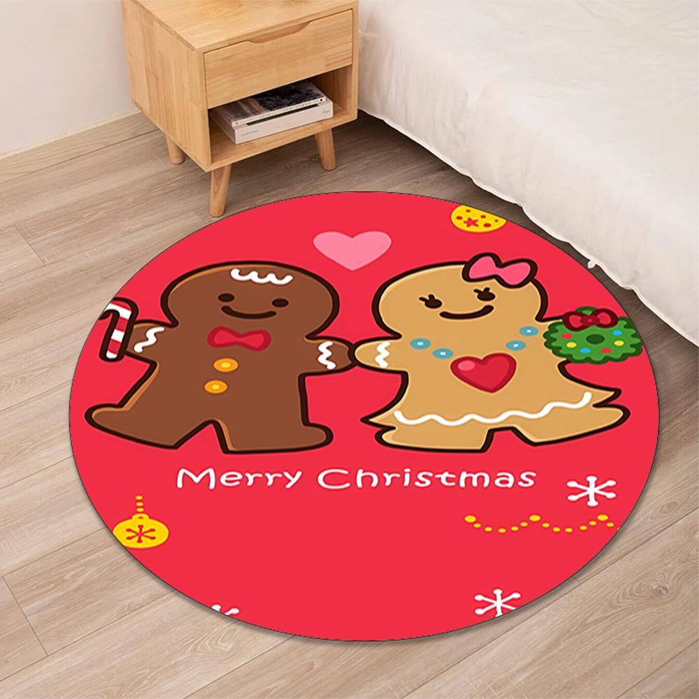 Christmas gingerbread man Printed Round Rug Carpet Chair Rug Area Rug Entryway Doormats,for Office Chair Living Room Bedroom Kitchen Room.