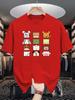 Chinese Zodiac Square Animal Cartoon Graphic Unisexs T Shirt Crew Neck Short Sleeve Tees Cultural Print Gift For Cute Animal Lovers