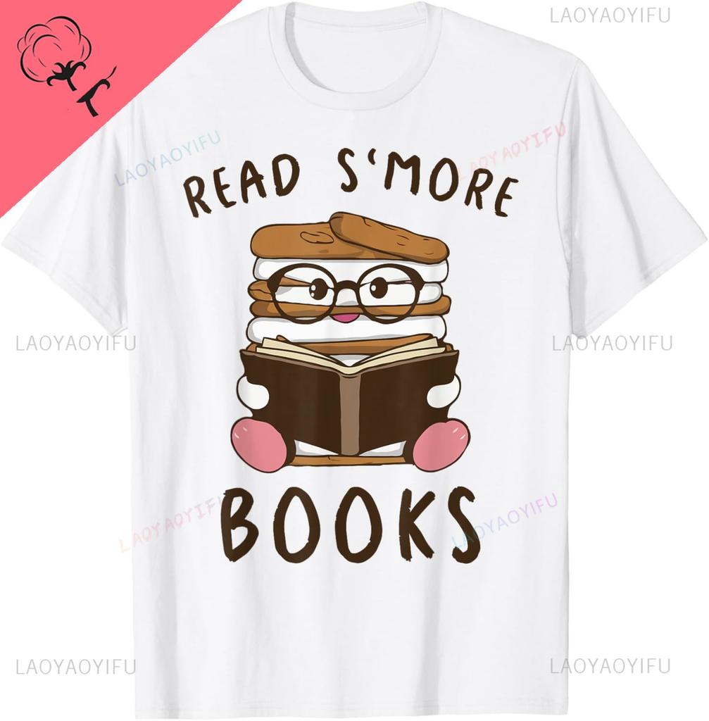 Read Smore Books Camping Reading Books Lover Camper TShirt Cotton Mens Clothing Print on Demand Graphic T Shirts Camiseta