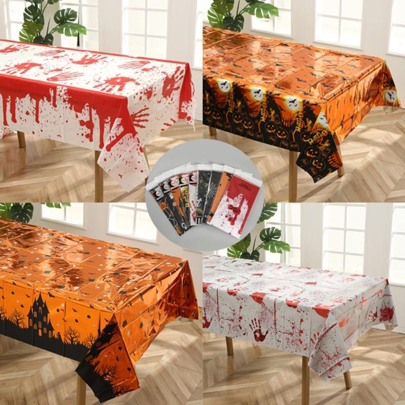 Bloody Table Cover Bloody Handprints Tablecloths Rectangle Scary Table Cover for Halloween Spooky Party Decorations