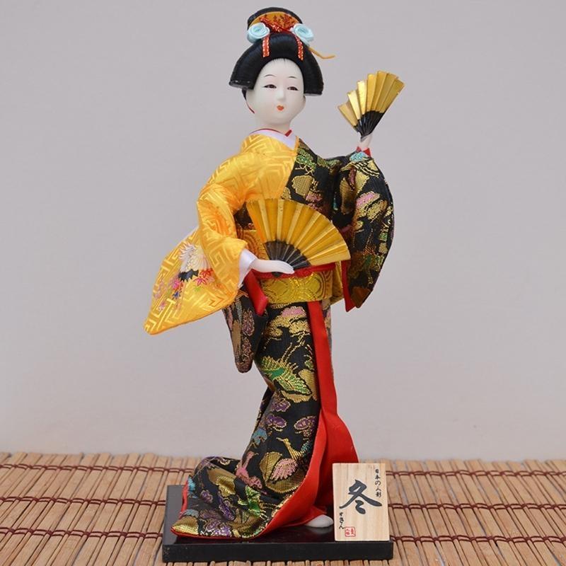 QX2E 30cm Handgefertigte Japanische Geisha Kimono Puppen Figurinen Präsentieren Traditionelle Kultur für Heimdekoration Sammler