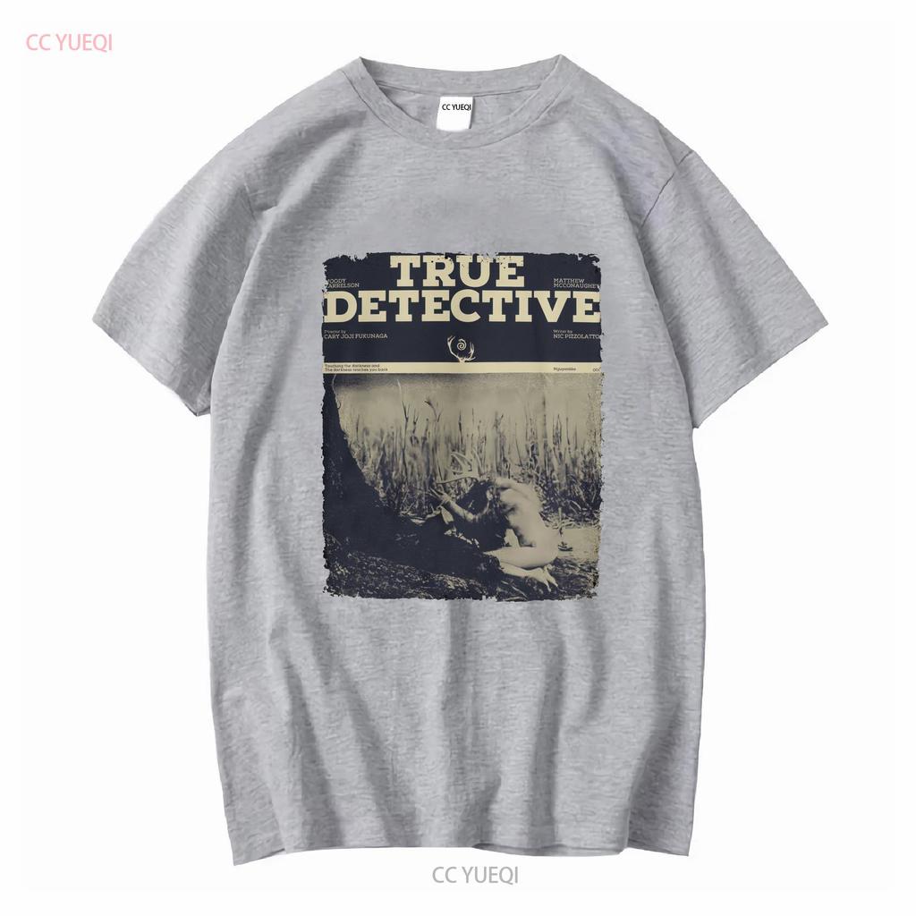 Ästhetisches True Detective Vintage Halloween Horrorfilm Streetwear T-Shirt lange oder kurze Ärmel vintage gewaschen Streetwear