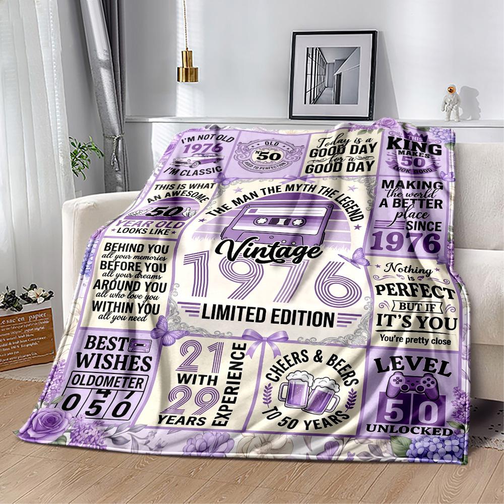 Vintage Milestone Birthday Blanket Soft Warm Cozy Perfect for Bedding Sofa Couch for All Seasons Modern Ideal Gift for Friends Family Couples Picnic