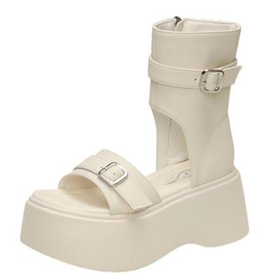 Modne Sandały Gladiator Damskie 7,5 CM Nowe Letnie Klapki Plażowe Damskie Na Wysokiej Platformie Grube Puste Buty z Klamrą Sandalias Mujer