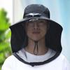 UV Protection Mosquito Head Net Hat With Net Mesh Fishing Bucket Hat Fashion Solar Fan Hat  Camping