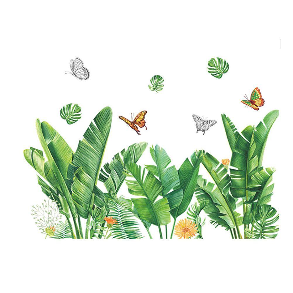 Art Murals Butterfly Removable Wall Stickers Flower Plants Leaves Wall Decals