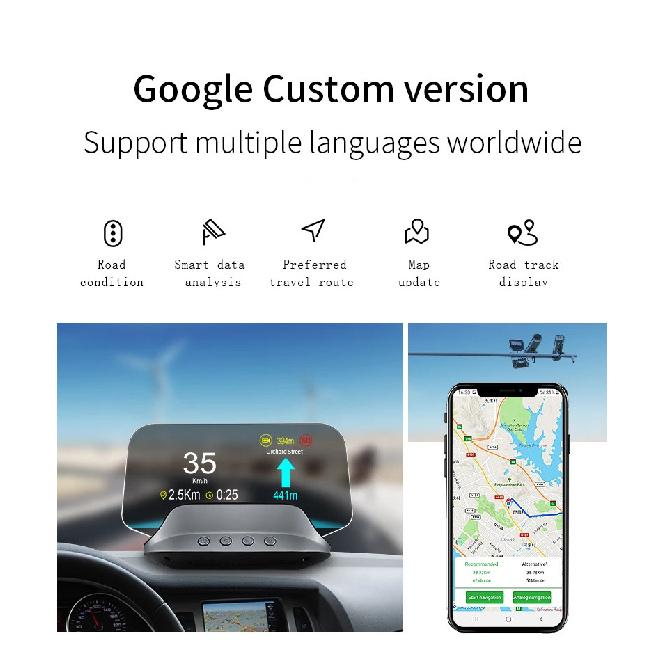 C3 Navigation Mirror  HUD Car Head up Display with OBD2 HD GPS Navigation Bluetooth Windshield Speed Projector Security Alarm