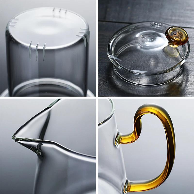 Ceainic din sticlă rezistentă la căldură pentru ceai de flori 750ml Sticlă practică Ceașcă pentru ceai de flori Ceainic multifuncțional Vas pentru sănătate Set de ceai