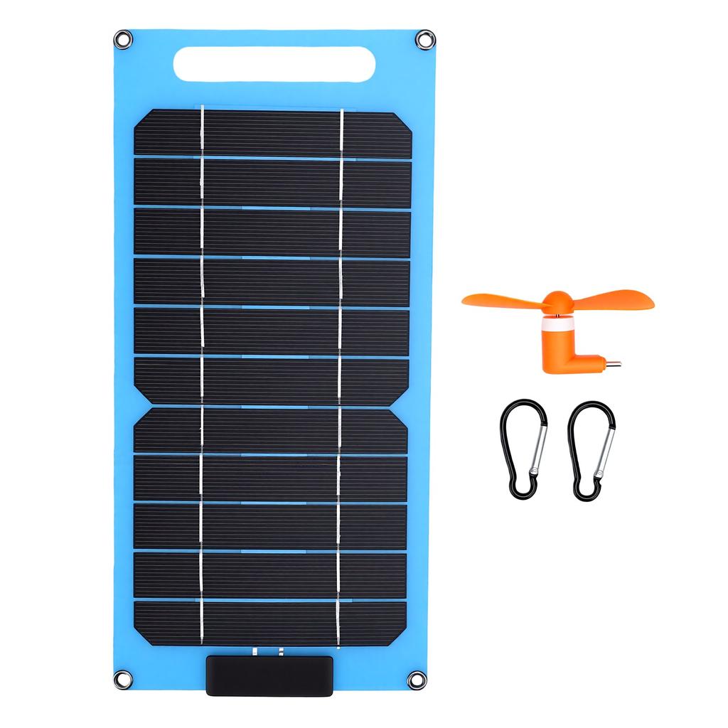30W Solar Panel Monocrystalline Silicon Solar Phone Charger with Dual Type C Ports Handle for Outdoor Camping Hiking