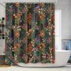 Vintage Style Bath Curtains Shower Curtain Decorative Flowers Printed Waterproof Fabric Home Decoration (Red Green)