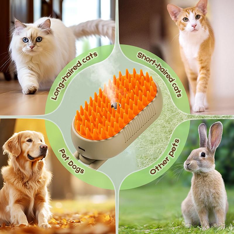 Cat Dog Pet Spray Massage Brush 3 In 1 One Button Steam Spray Folding Rotatable Floating Hair Bath Hair Removal Brush Comb