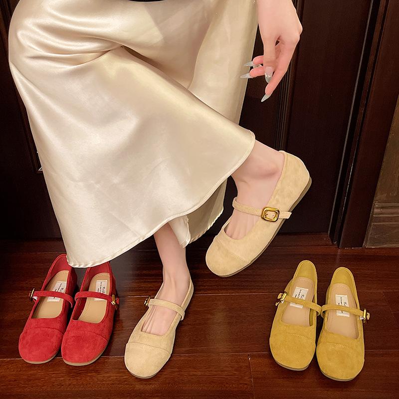 Retro Nischen-Ballettstil runder Kopf flacher Ausschnitt Einzelne Schuhe Damen 2025 Frühling und Herbst neu Französische Fee flache Mary Jane Schuhe