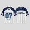 2026 New BTS Summer KPOP Men's Group ARIRANG KEEP SWIMMING V-neck T-shirt Loose, Oversized, Breathable Unisex Y2K Retro Top