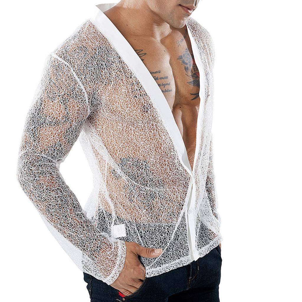 Men Fishnet Shirt Mens Fishnet Top Mesh Transparent  Muscle T-Shirt Net Undershirt Top