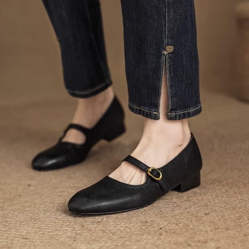 

Модные Легкие Удобные Туфли Мэри Джейн Женская Мода Квадратный Каблук Повседневные Балетки Большого Размера 42 Мягкая Кожа Балетки Zapatos De Mujer 42 чёрный