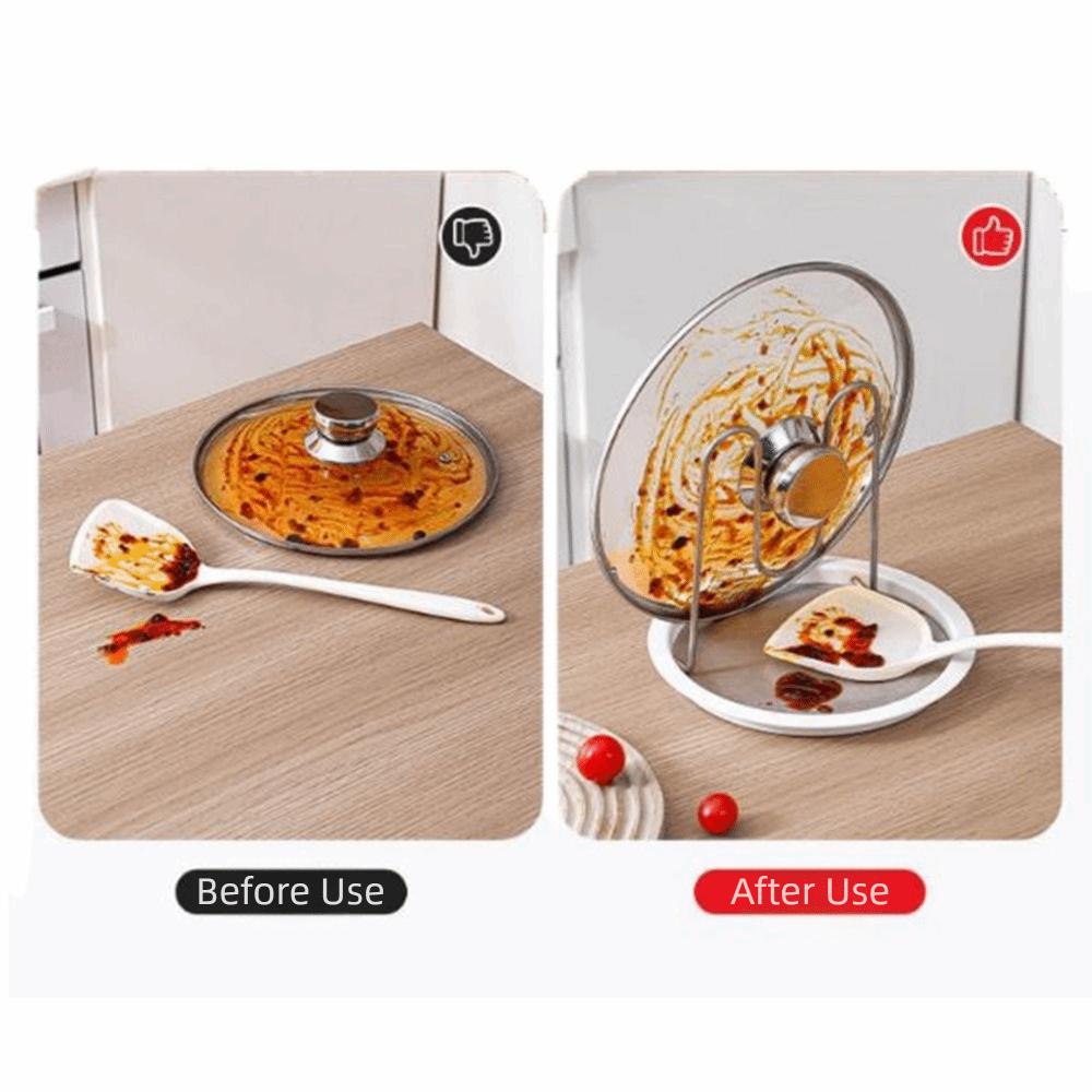 Stainless Steel Pot Lid Holder Heat Resistant Spoon Rest Pan Cover Lid Rack  Restaurant