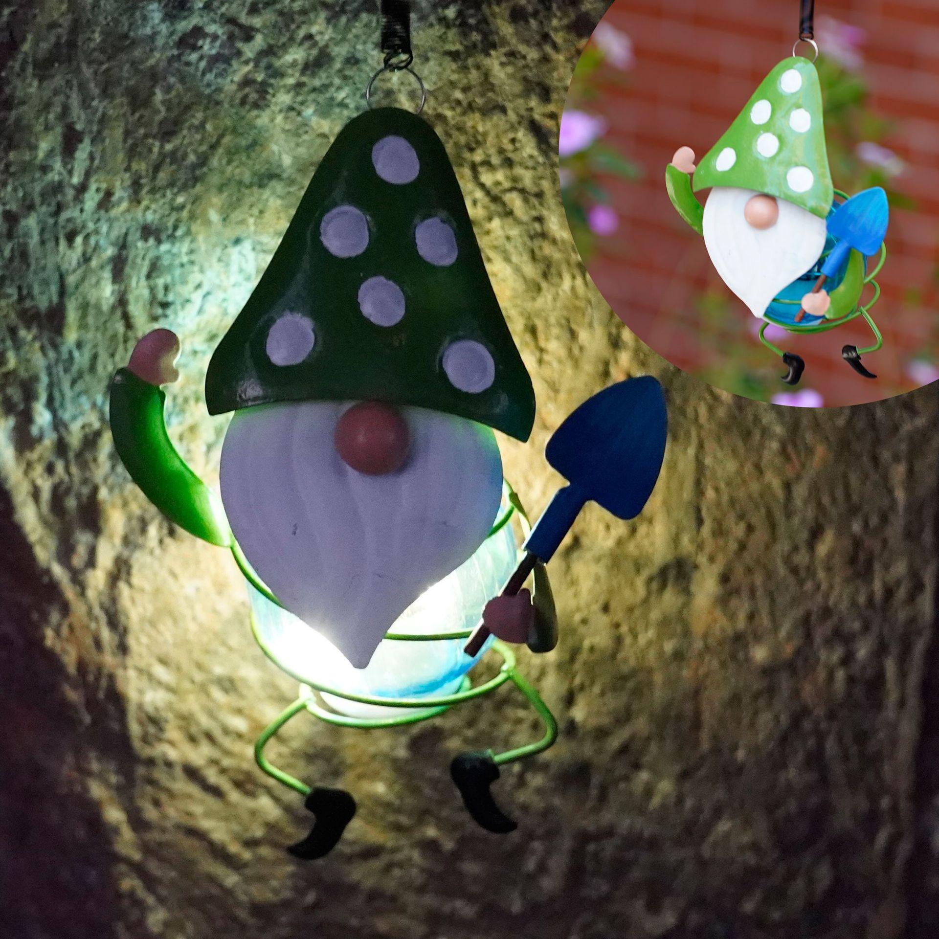 

Solar Gnomes Lights Outdoor Hanging Dwarf Solar Garden Lamp Waterproof Mini Latern for Tree Party Christmas Decor Gardening Gift зелений