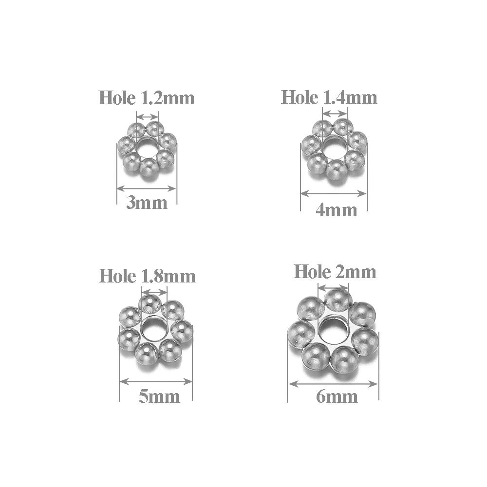 

50pcs Stainless Steel Daisy Spacer Beads for Jewelry Making Snowflake Loose Bead Cap for DIY Bracelet Jewelry Making Supplies 3x1.2mm