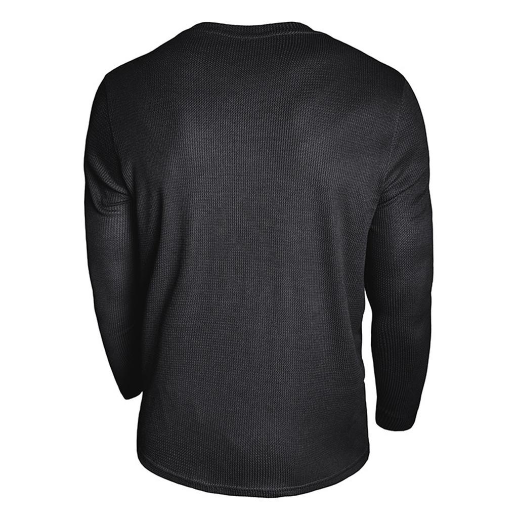 Men's Sporty Casual Round Neck Long Sleeve T-Shirt Knit Base Layer Top
