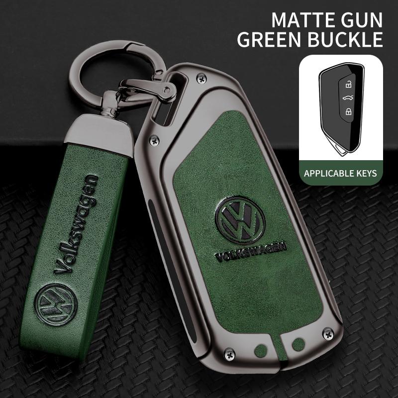 

For VOLKSWAGEN Zinc Alloy Leather Car Smart Remote Key Fob Case Cover Protector Shell For VW Volkswagen Golf 8 MK8 Leon Keychain
