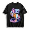 Cyberpunk Girl Group Print Casual T-shirt Loose Crew Neck Top Unisex Streetwear Pure Cotton T-shirt