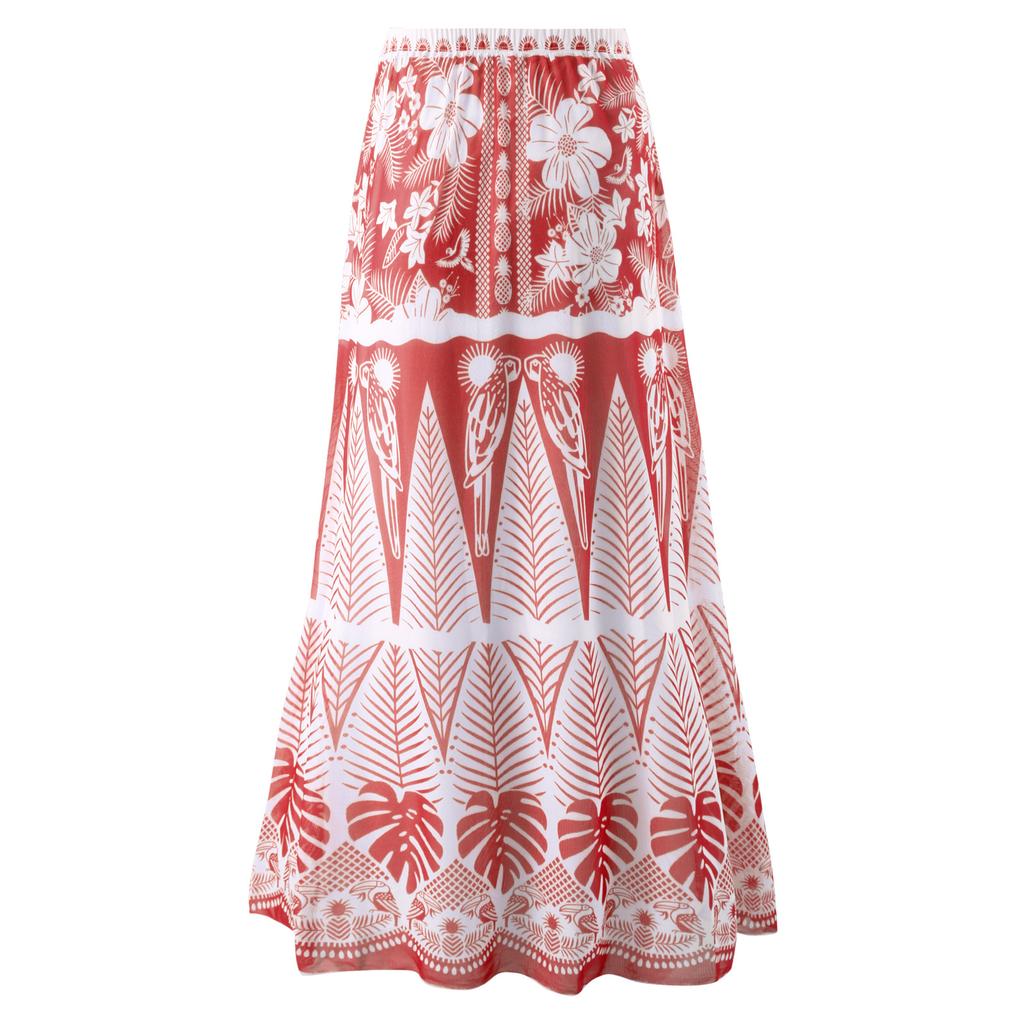 European and American Retro Ethnic Bohemian Bikini Mesh Round Skirt Three-piece Vacation Beach Multi-color Swimsuit Women