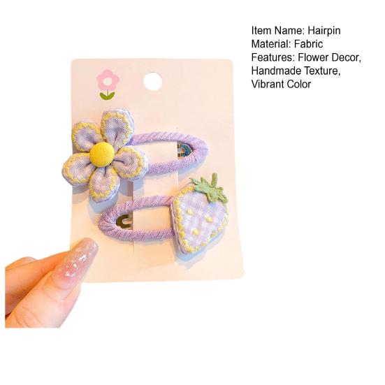 Hairpin Handmade Fabric Flowers Strawberry Embroidery Decor Soft Wrapped BB Clip Kids Pastoral Style Anti-Slip Hair Accessories