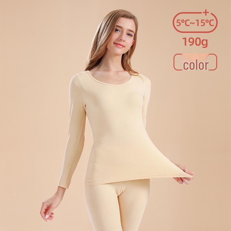 Unisex Slim Fit Cotton Round Neck Warm Underwear Set - Plus Size, Autumn/Winter