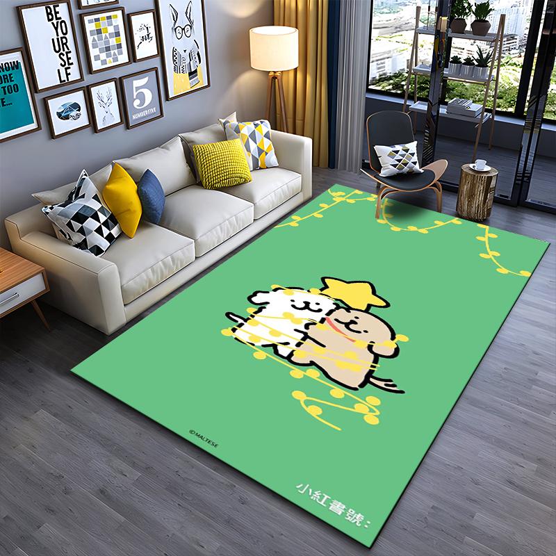 Green Cartoon Carpet with Cute Animal Design and Star Accents Suitable for Use As an Anti-slip for Living Room Bedroom Sofas