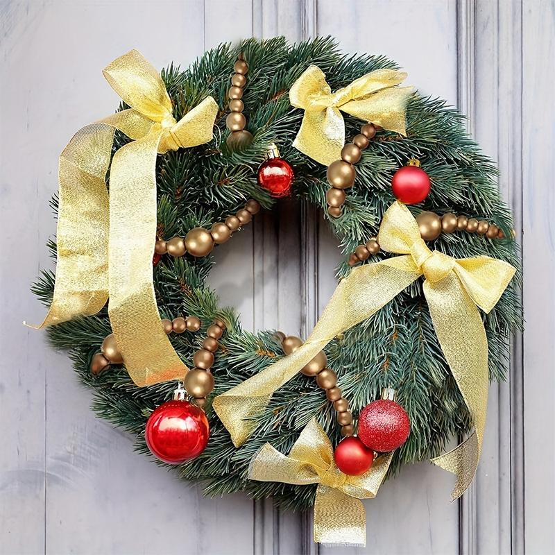 Wood Colored Christmas Bead String Wooden Bead Garland Christmas Tree Decoration Wooden Bead Fireplace Decoration