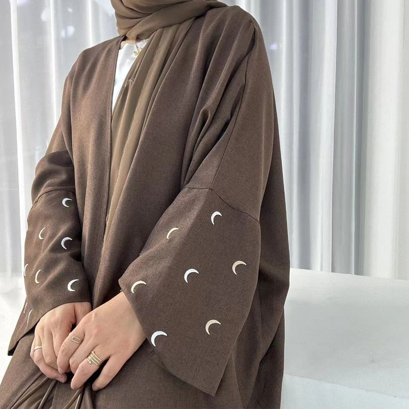 New Arrival Middle East Dubai Embroider Elegance Cardigan Robe Dress Embroidered Cardigan Dress