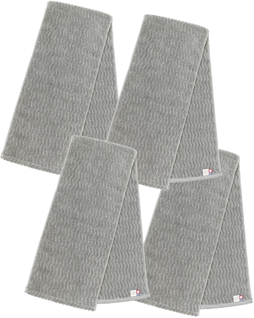 Bloom Imabari Towel Certified Scarf Towel Set of 4 Ash Sports Towel 22 x 100 cm Absorbent Quick Drying Cotton Made in Japan 100% (Charcoal)