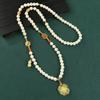 Original pearl long necklace ancient sand gold pendant women's high-end sweater chain retro accessories