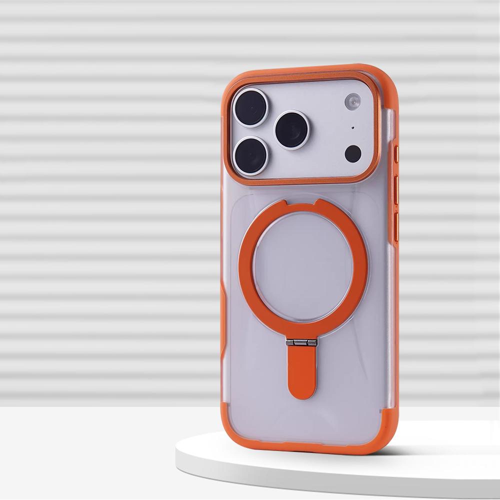 Luxury Matte Translucent Magnetic Ring Bracket Bumper Case For iPhone 17 Pro Max 16 15 For Magsafe Wireless Charging Stand Cover
